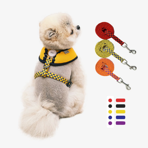 유니크 보아 하네스 + 리드줄 SET 5color 강아지 가슴줄 (S - XL)