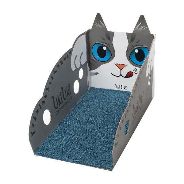 우키우키 고양이 캐릭터 스크래쳐 대형 카페트 블루