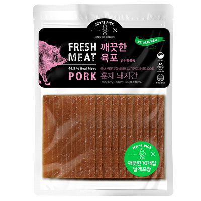 깨끗한 육포 건강한 돼지간 강아지 간식 10장 200g