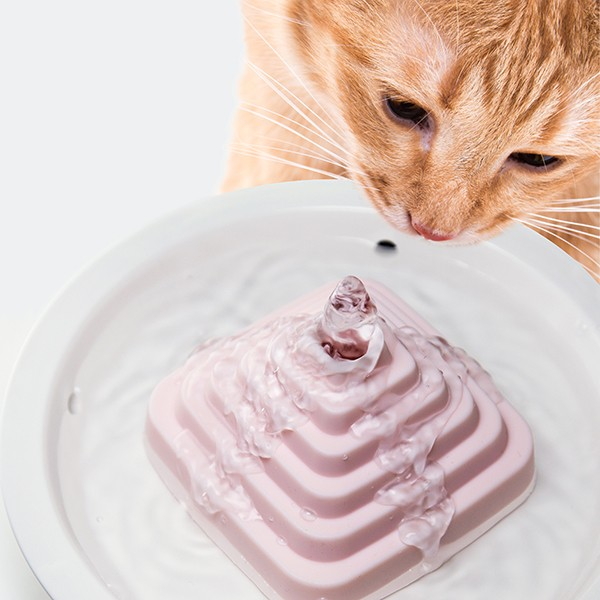피라미드 워터 고양이 정수기 - 화이트 도자기