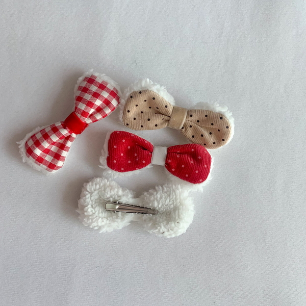 개달당 강아지 고양이 크리스마스 양털 케이프 헤어핀 세트4colors