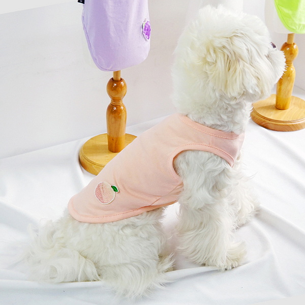파스텔독 강아지 과일 패치 나시 여름 옷 티셔츠