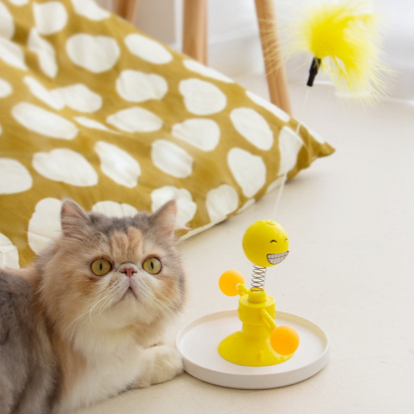 고양이 띠용띠용 빙글빙글 회전 낚시대 셀프 장난감