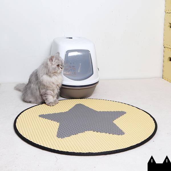 스타캣 라운드 고양이 모래매트 별모양 노랑
