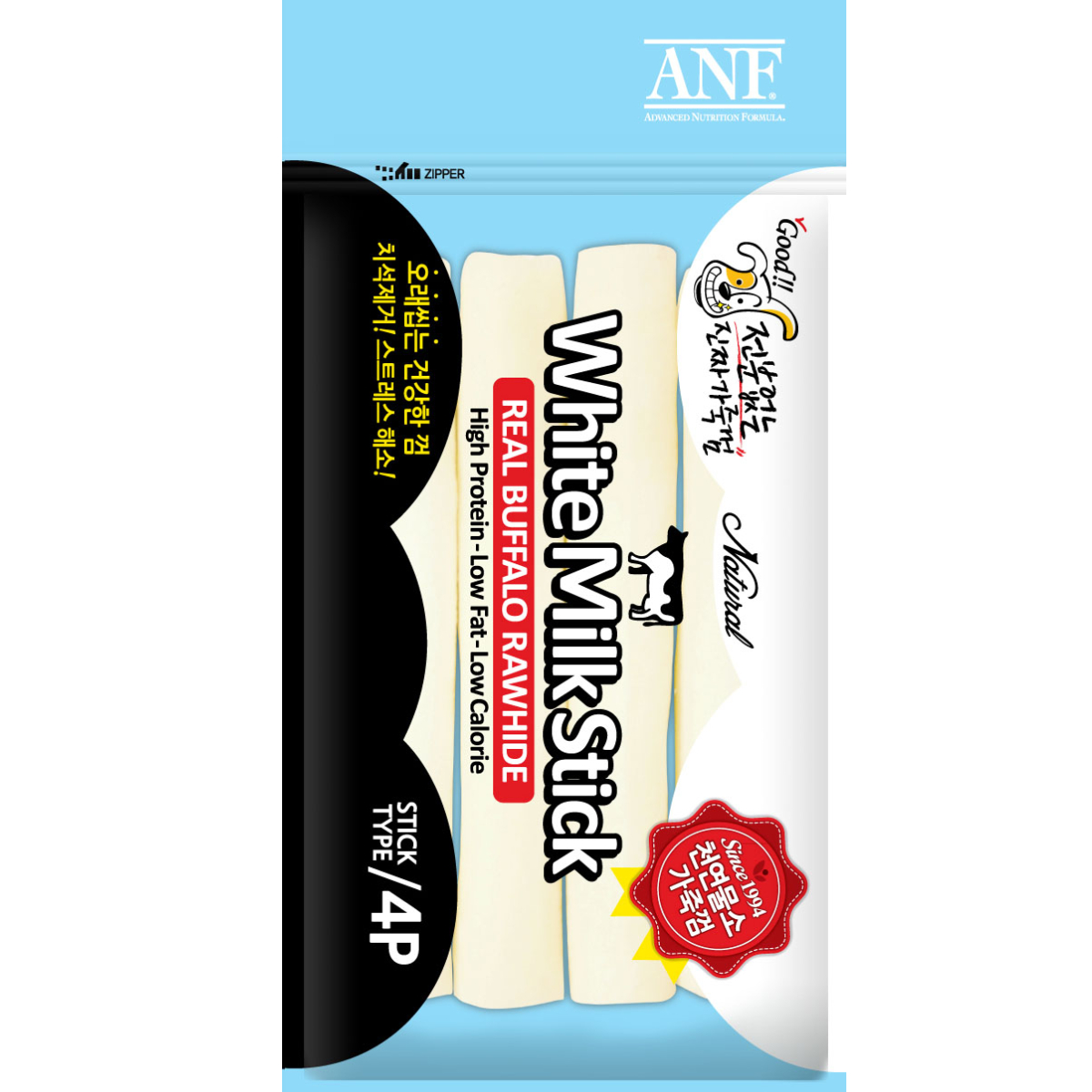 ANF 화이트 밀크스틱 강아지 우유껌 4개입 중형견용