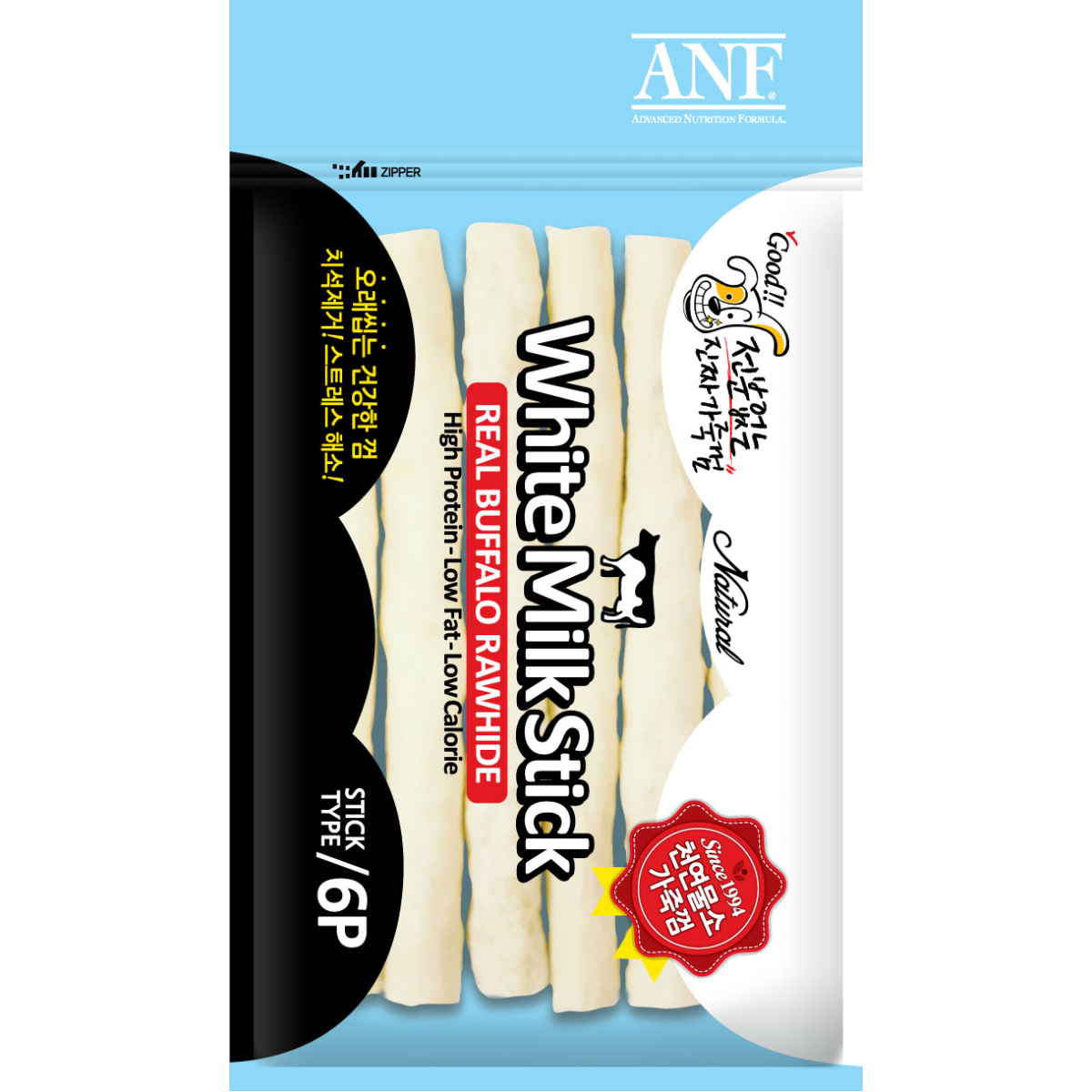 ANF 화이트 밀크스틱 강아지 우유껌 6개입 소형견용