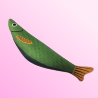 페로가토 고양이 물고기 캣닢 인형 녹색 갈치