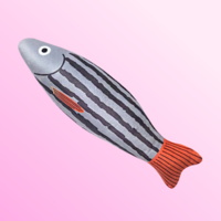 페로가토 고양이 물고기 캣닢 인형 회색 줄무늬 물고기