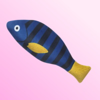 페로가토 고양이 물고기 캣닢 인형 파랑 세로줄 도미