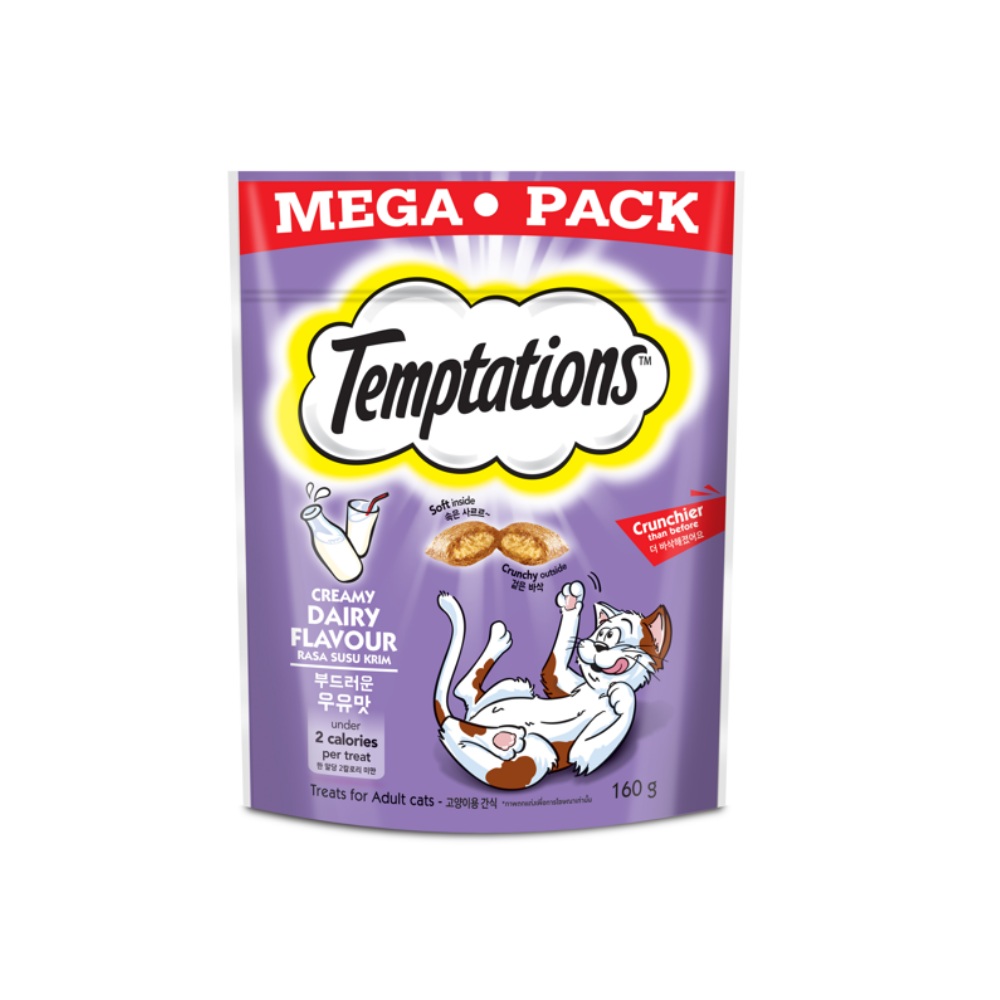 템테이션 메가팩 고양이 대용량 간식 부드러운 우유맛 160g