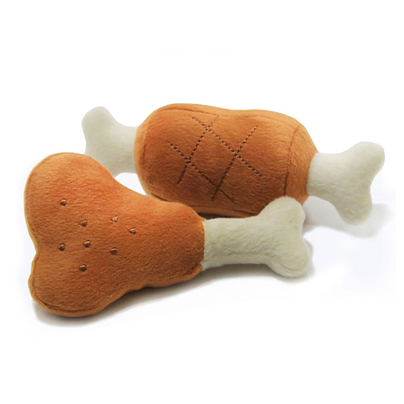 펫모닝 강아지 봉제 삑삑이 장난감 바베큐 갈비 닭다리 세트