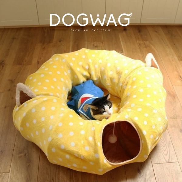 도그웨그 땡땡이 고양이 캣터널 숨숨집 장난감 하우스