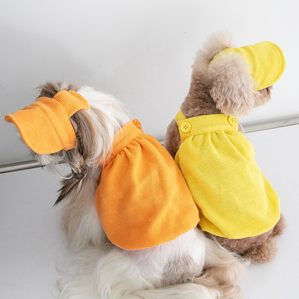도그웨그 벌룬 와플 멜빵+모자 set 나시 티셔츠 강아지 민소매 여름 옷
