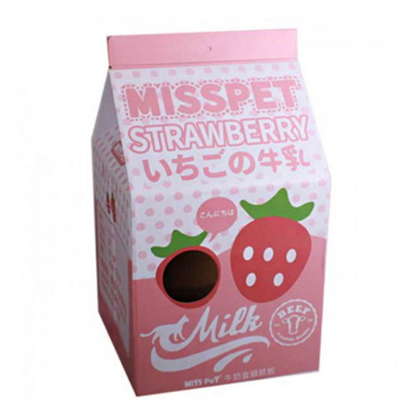 미스펫 밀크 하우스형 핑크딸기 우유 스크래쳐
