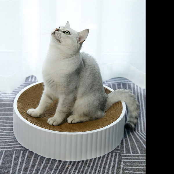 레오펫 원형 고양이 스크래쳐 화이트 중 대형