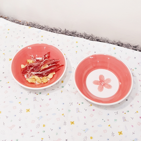라인 벚꽃 간식 그릇 1구 식기