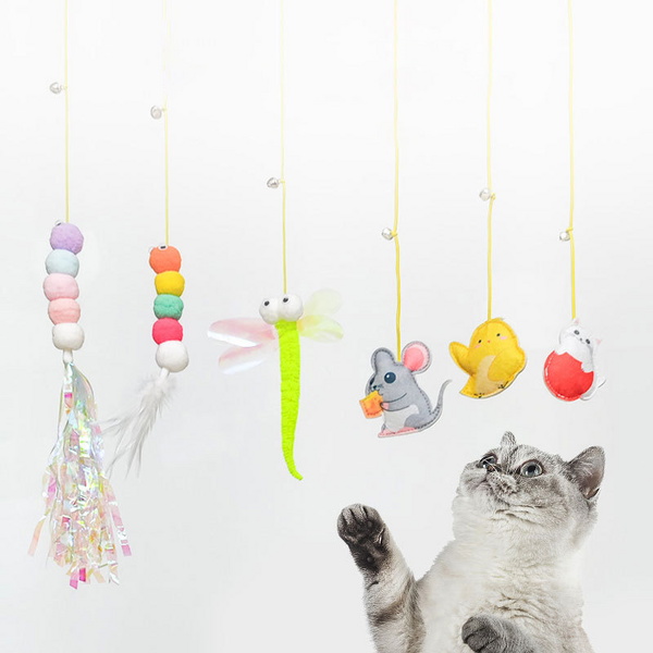 고양이 낚시대 고정 공 방울 깃털 자동 장난감 놀이