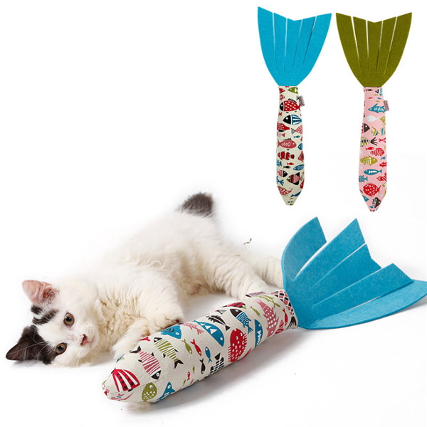 발라당 고양이 캣닢 쿠션 물고기인형