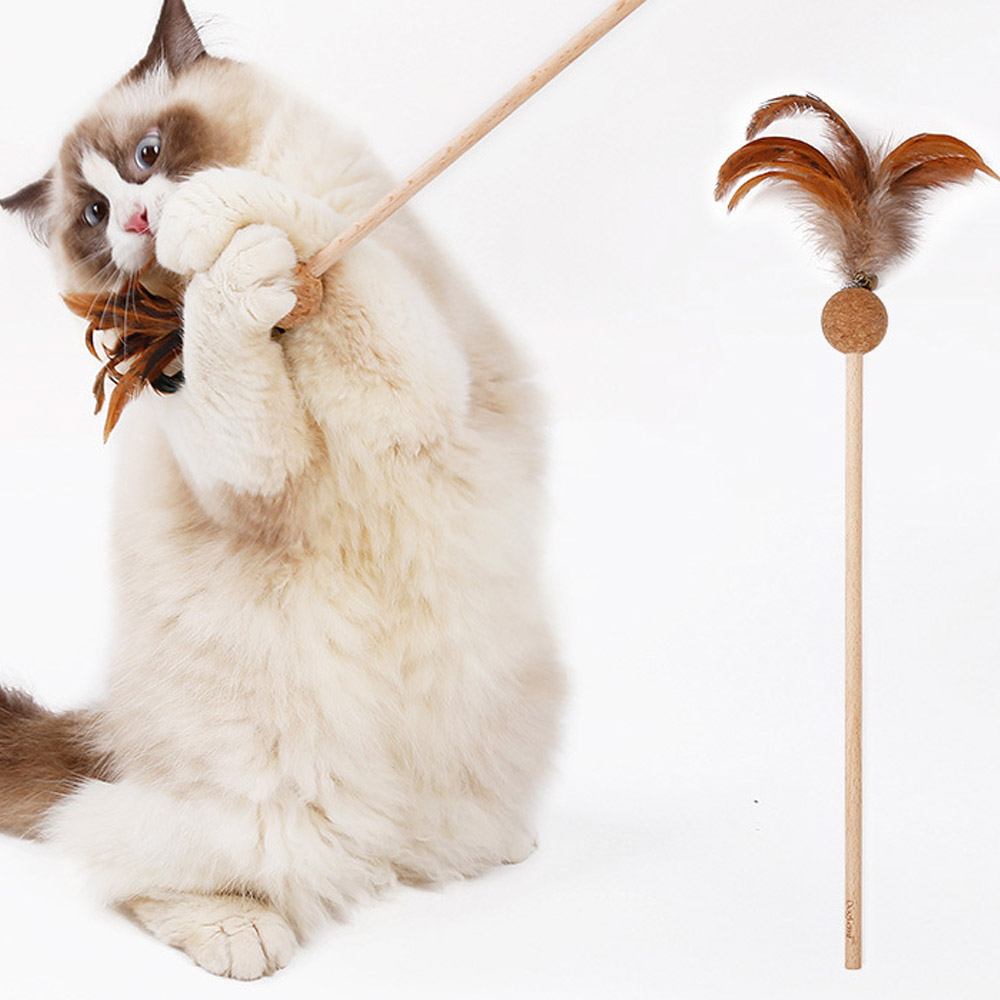 발라당 고양이 장난감 캣닢볼 천연깃털 스틱
