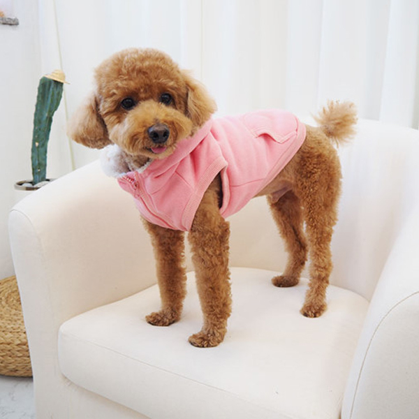 강아지 겨울옷 보아 후드 집업 핑크