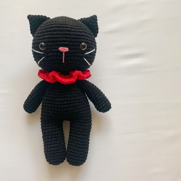 개달당 올블랙 검정 고양이 애착인형 고양이장난감 뜨개인형